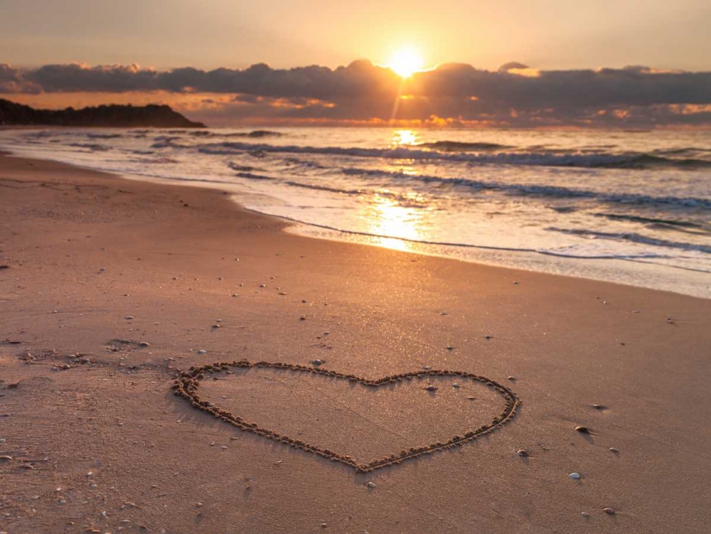 Heart shape drawn on sand at the beach art print by Assaf Frank for $57.95 CAD
