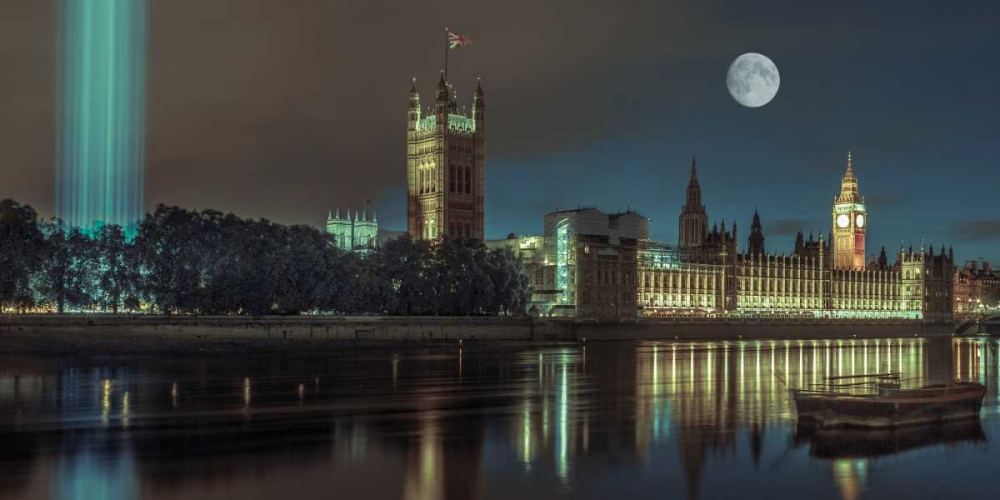 Column of spectra lights with Westminster Abby, London, UK, FTBR-1852 art print by Assaf Frank for $57.95 CAD