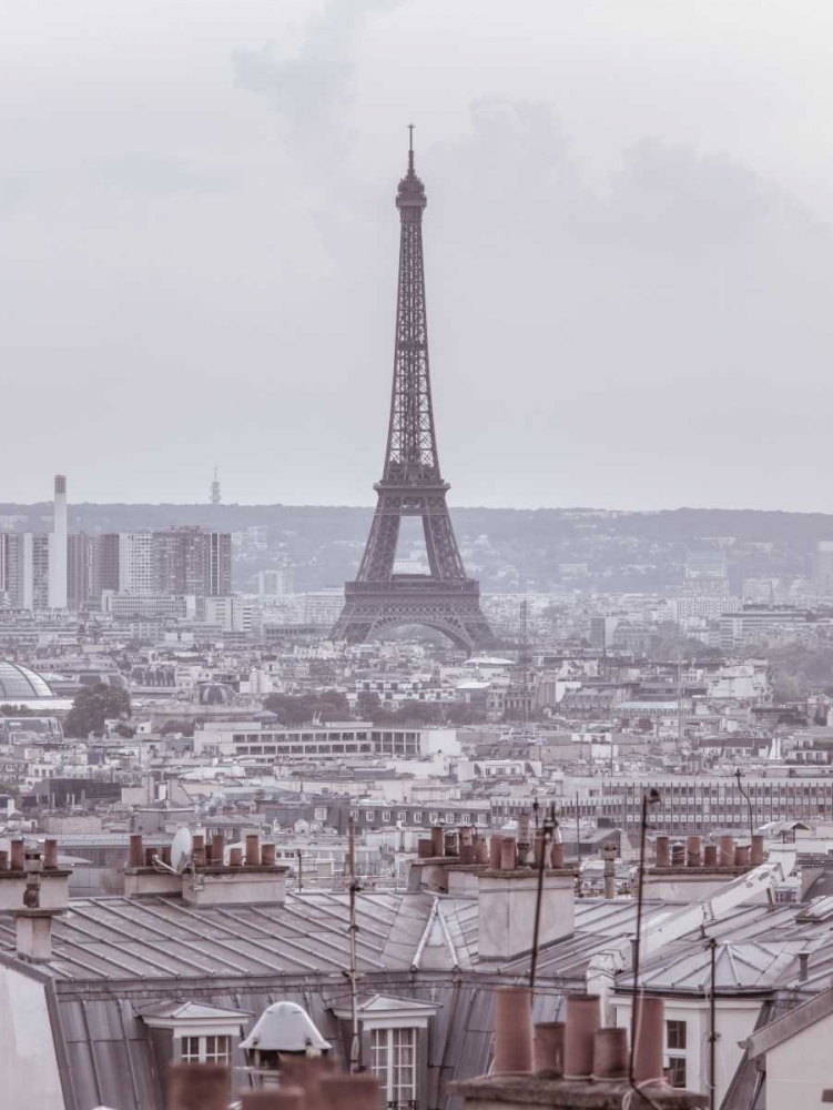 Eiffel Tower seen through the window of an apartment in Montmartre, Paris, France art print by Assaf Frank for $57.95 CAD