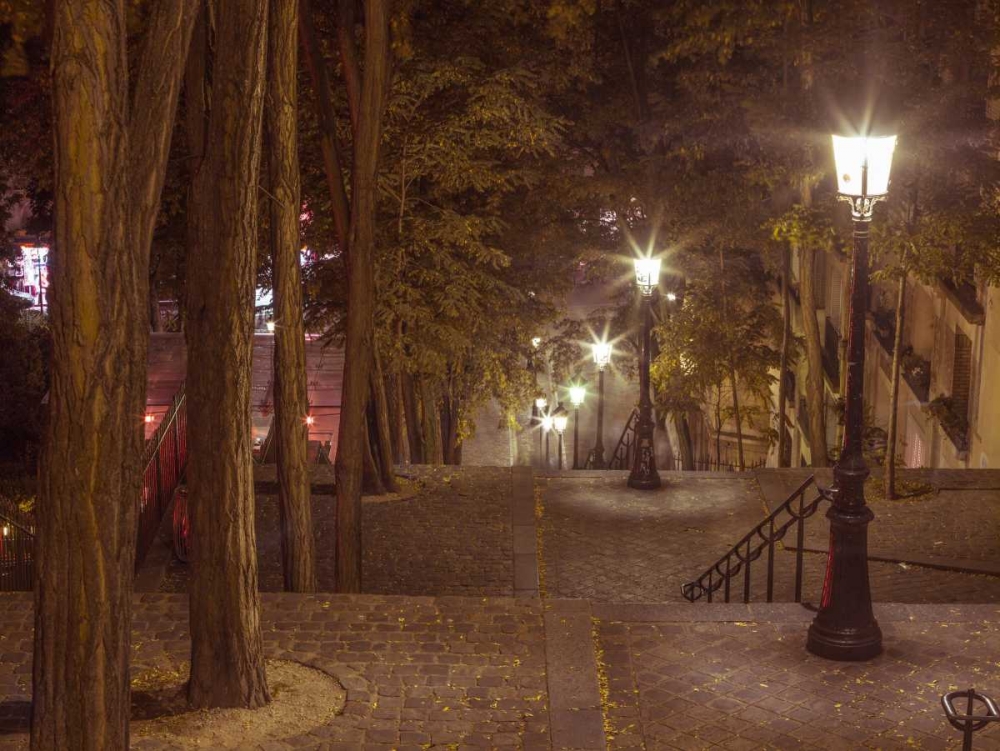 Street lights on steep stairs in city of Montmartre, Paris art print by Assaf Frank for $57.95 CAD