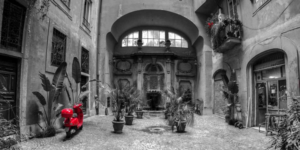 Old Fashioned house with potted plants and scooter, Rome, Italy art print by Assaf Frank for $57.95 CAD