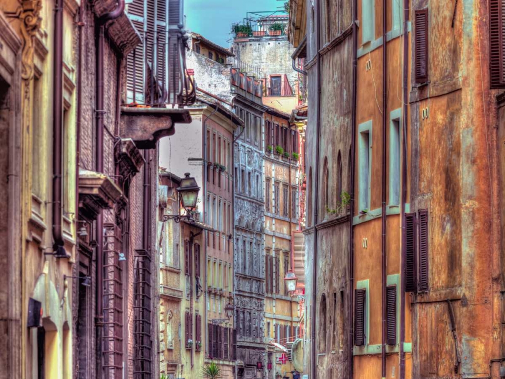 Narrow street through old buildings in Rome, Italy art print by Assaf Frank for $57.95 CAD