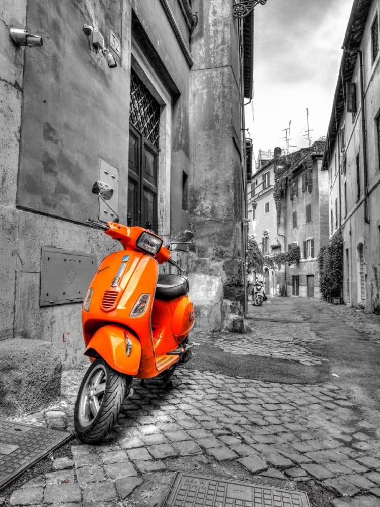 Scooter parked in narrow street of Rome, Italy art print by Assaf Frank for $57.95 CAD