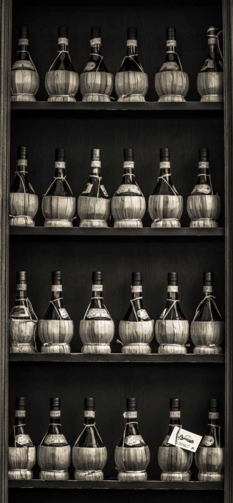 Old wine bottles on wooden shelf art print by Assaf Frank for $57.95 CAD
