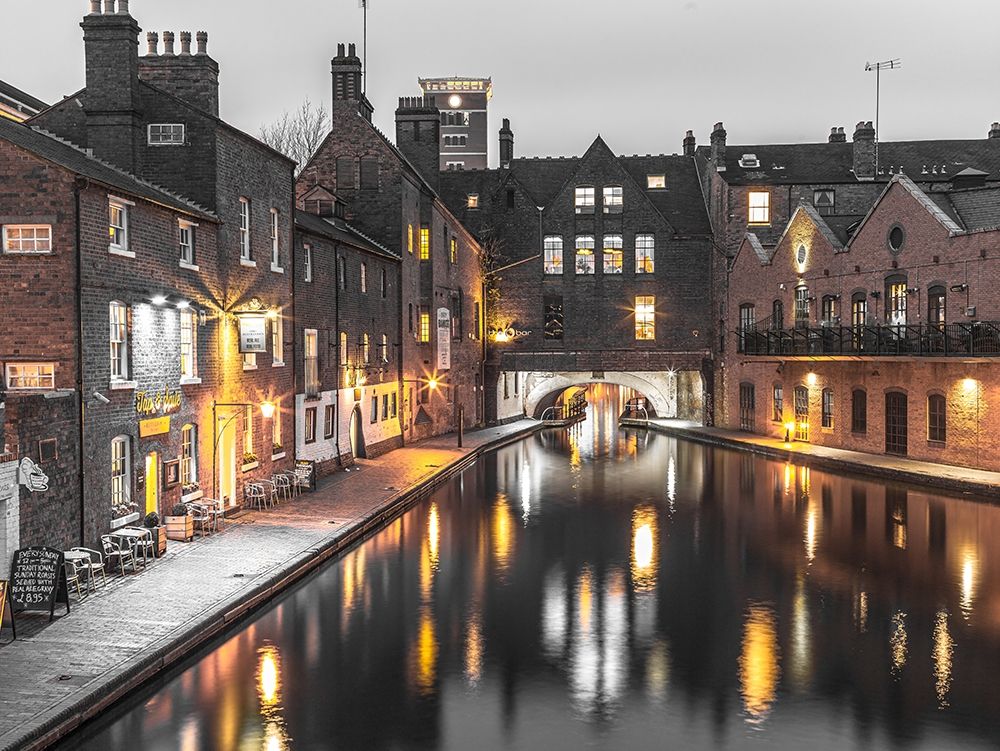 View of Gas street basin at evening in Birmingham, UK art print by Assaf Frank for $57.95 CAD