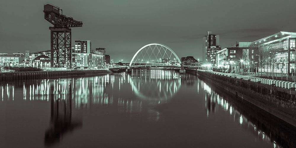 View along the river Clyde at night, Glasgow, FTBR-1901 art print by Assaf Frank for $57.95 CAD
