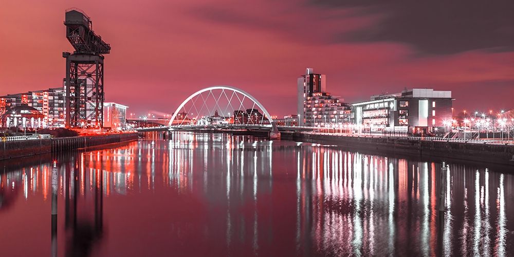 View along the river Clyde at night, Glasgow, FTBR-1902 art print by Assaf Frank for $57.95 CAD
