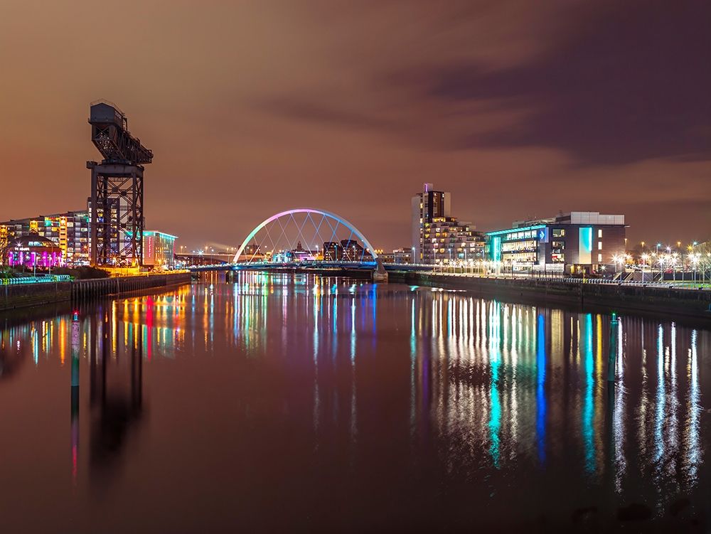 View along the river Clyde at night-Glasgow art print by Assaf Frank for $57.95 CAD