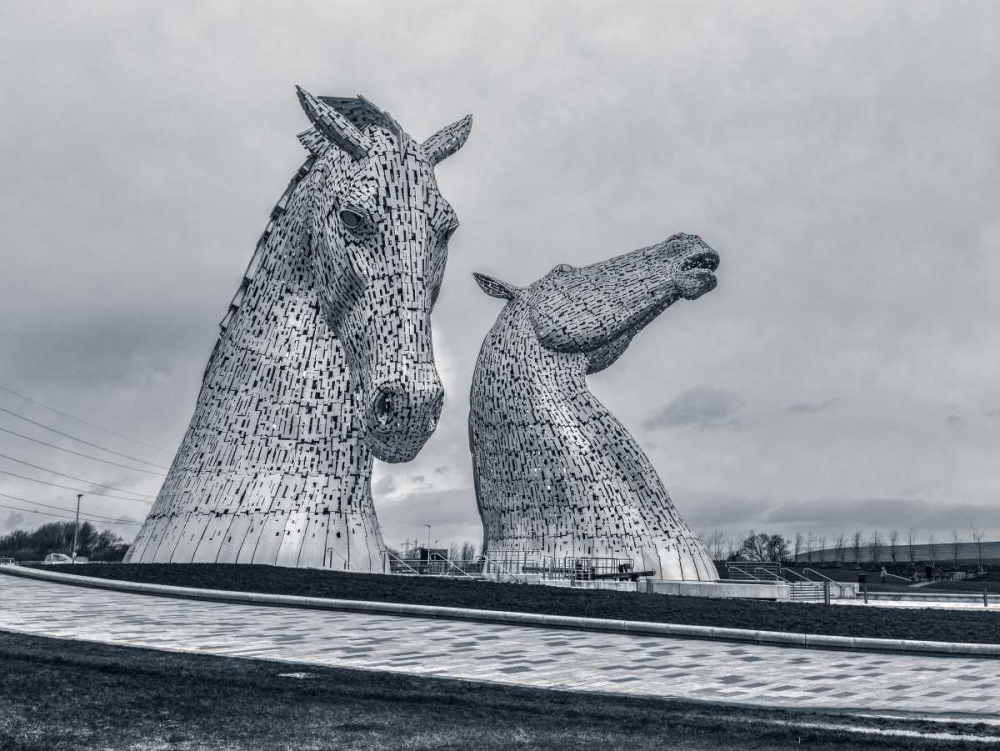 The kelpies horse statue at the Helix park in Falkirk , Scotland art print by Assaf Frank for $57.95 CAD