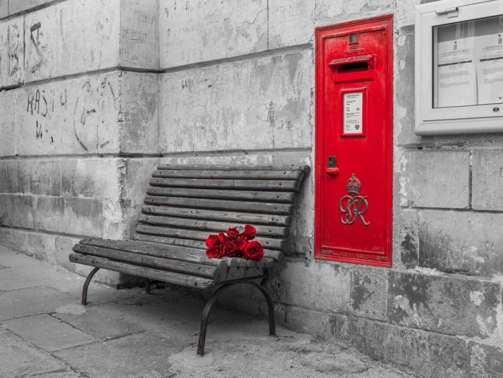 Bunch of roses on a bench, Birgu, Malta art print by Assaf Frank for $57.95 CAD