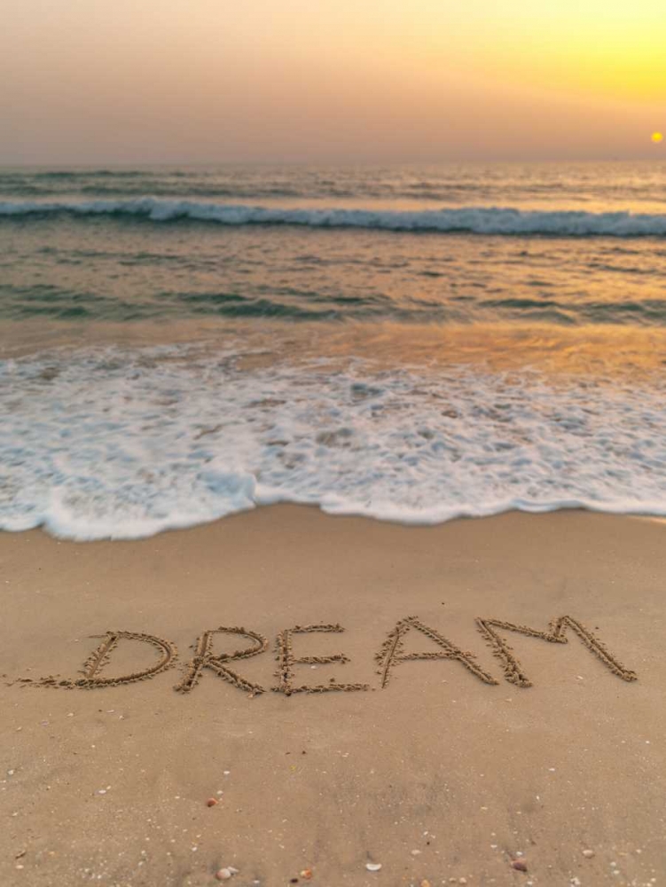 Sand writing - Word Dream written on beach art print by Assaf Frank for $57.95 CAD