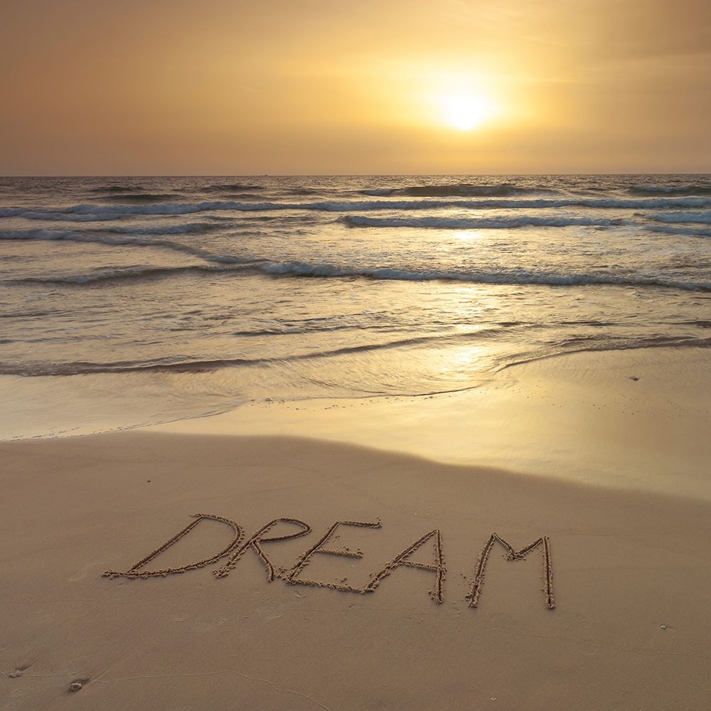 Sand writing - Word Dream written on beach art print by Assaf Frank for $57.95 CAD