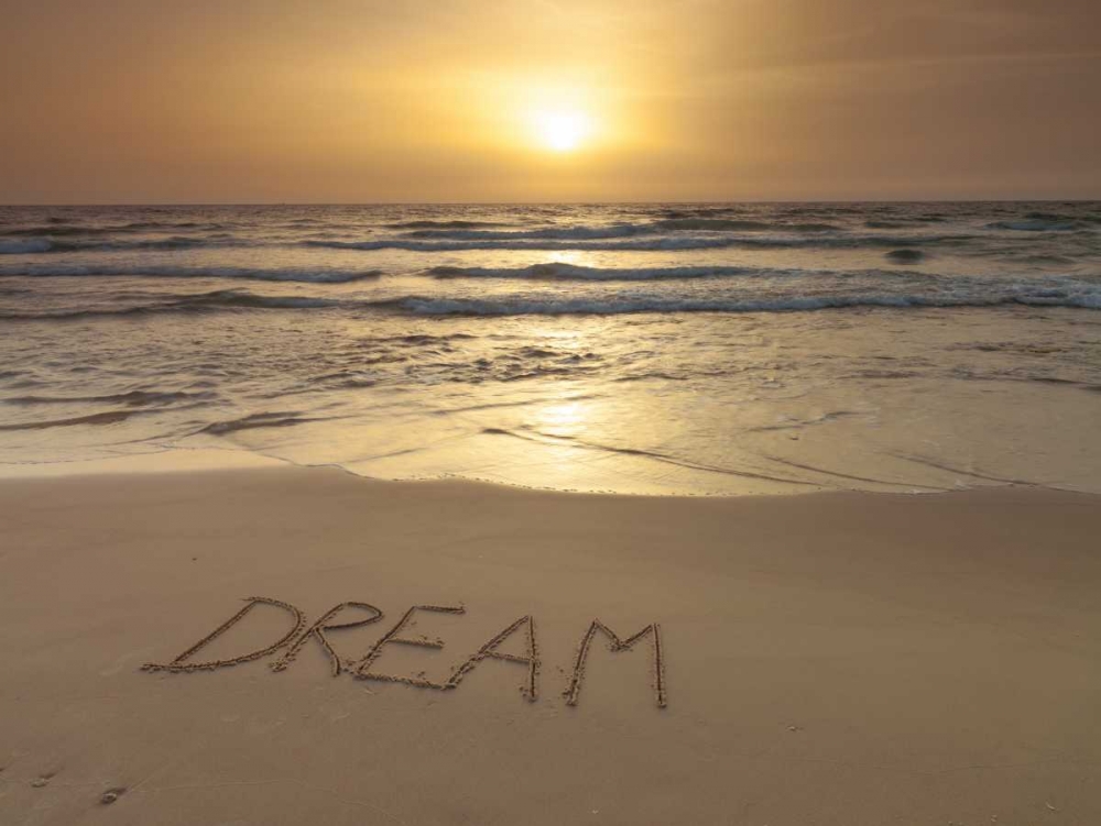 Sand writing - Word Dream written on beach art print by Assaf Frank for $57.95 CAD