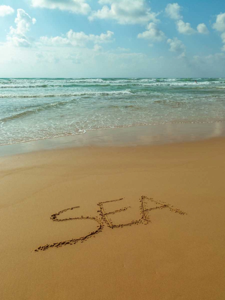 Word Sea written in sand on the beach art print by Assaf Frank for $57.95 CAD