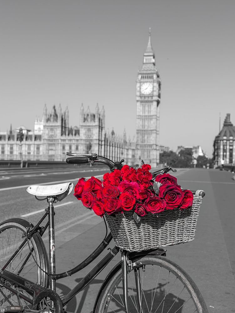 Bicycle with bunch of flowers on Westminster Bridge-London-UK art print by Assaf Frank for $57.95 CAD