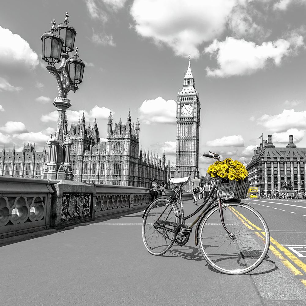 Bicycle with bunch of flowers on Westminster Bridge-London-UK art print by Assaf Frank for $57.95 CAD