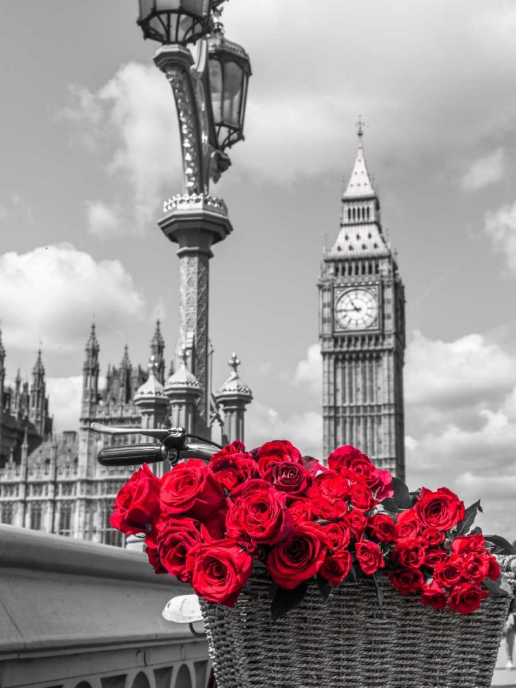 Bicycle with bunch of flowers on Westminster Bridge, London, UK art print by Assaf Frank for $57.95 CAD