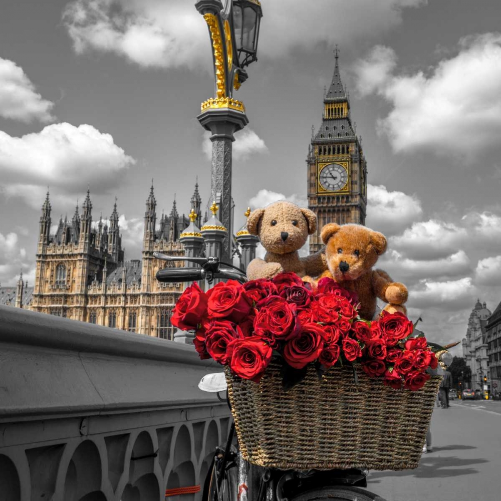 Bicycle with bunch of flowers on Westminster Bridge, London, UK art print by Assaf Frank for $57.95 CAD
