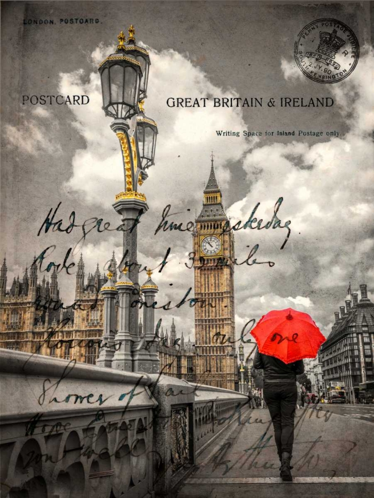 Tourist with an umbrella on Westminster Bridge, London, UK art print by Assaf Frank for $57.95 CAD