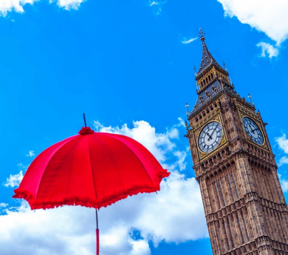 Big Ben with Red Umbrella, London, UK art print by Assaf Frank for $57.95 CAD
