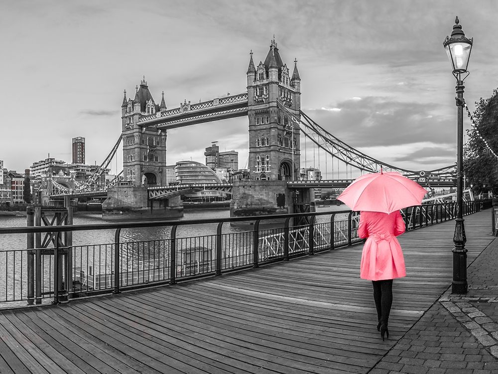 Lady in pink, Tower bridge, London art print by Assaf Frank for $57.95 CAD