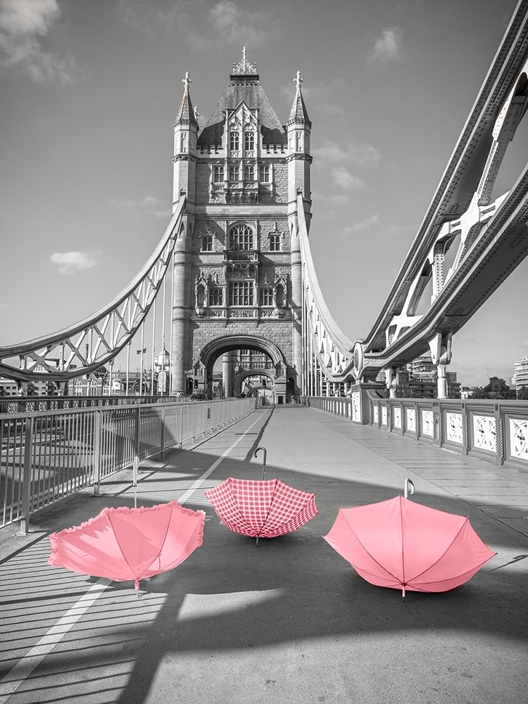 Pink umbrellas, Tower bridge, London art print by Assaf Frank for $57.95 CAD