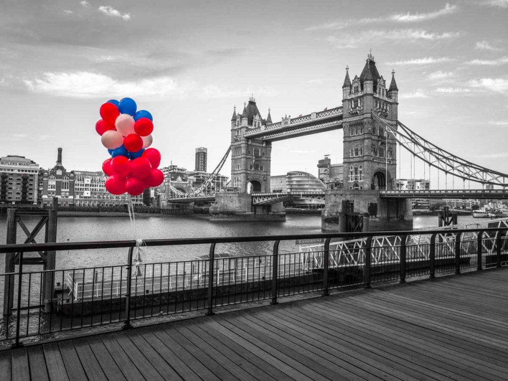 Balloons on promenade near Tower bridge, London, UK art print by Assaf Frank for $57.95 CAD