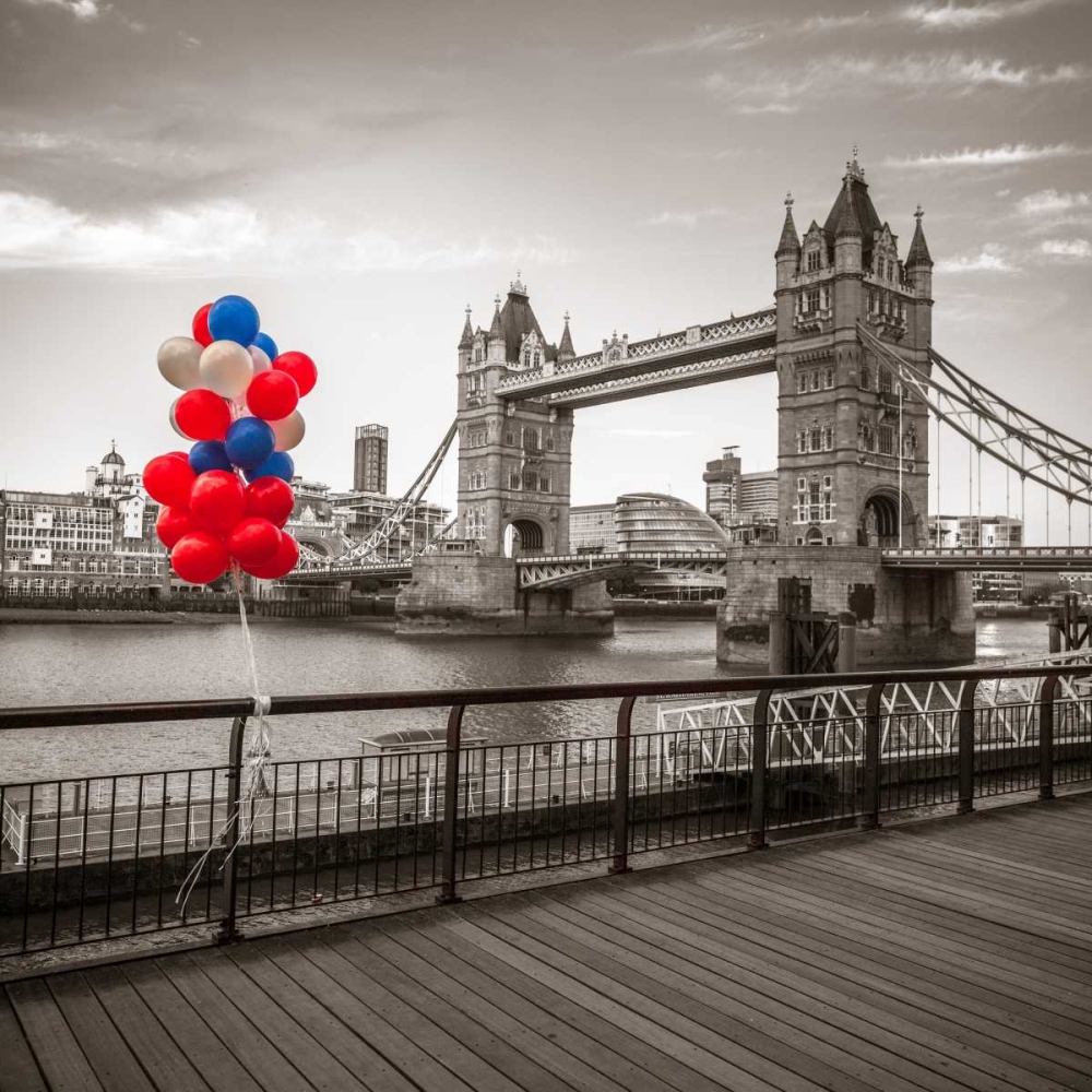 Balloons on promenade near Tower bridge, London, UK art print by Assaf Frank for $57.95 CAD