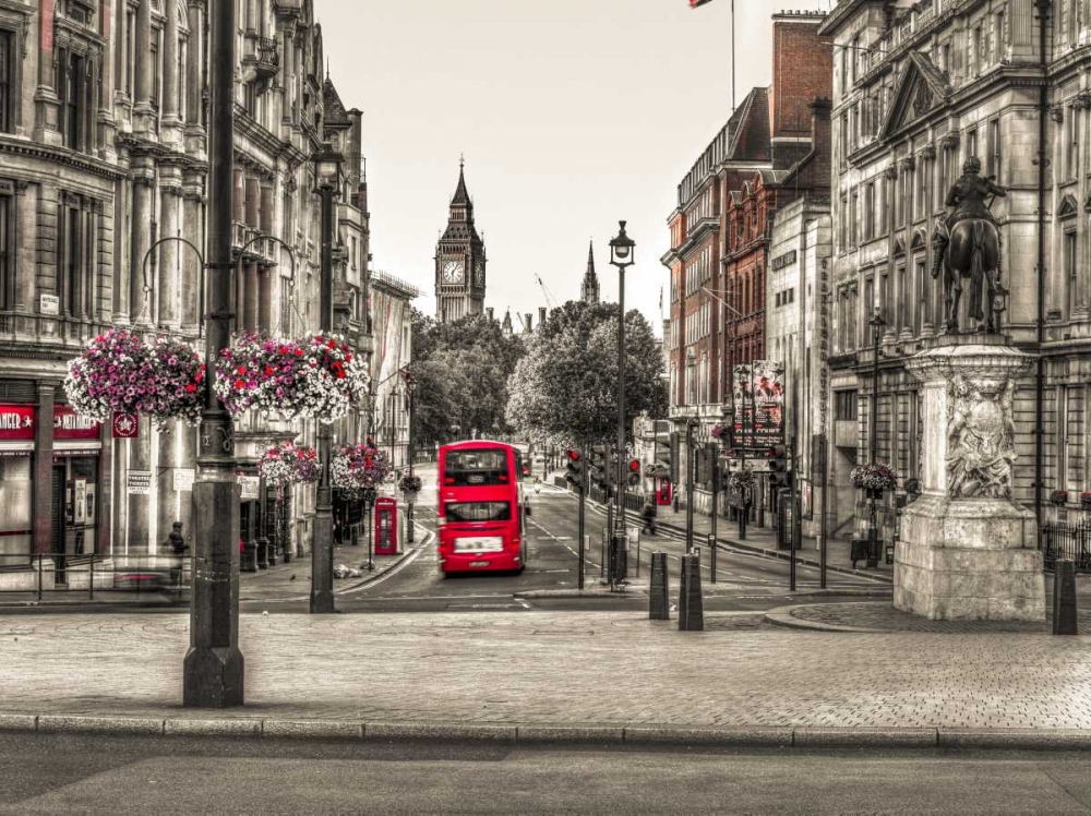 Streets of London city with double decker bus, UK art print by Assaf Frank for $57.95 CAD