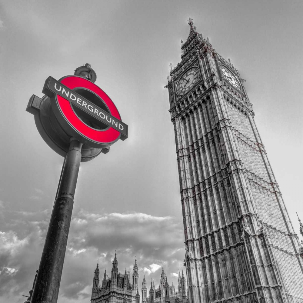 Underground sign with Big Ben, London, UK, FTBR-1810 art print by Assaf Frank for $57.95 CAD