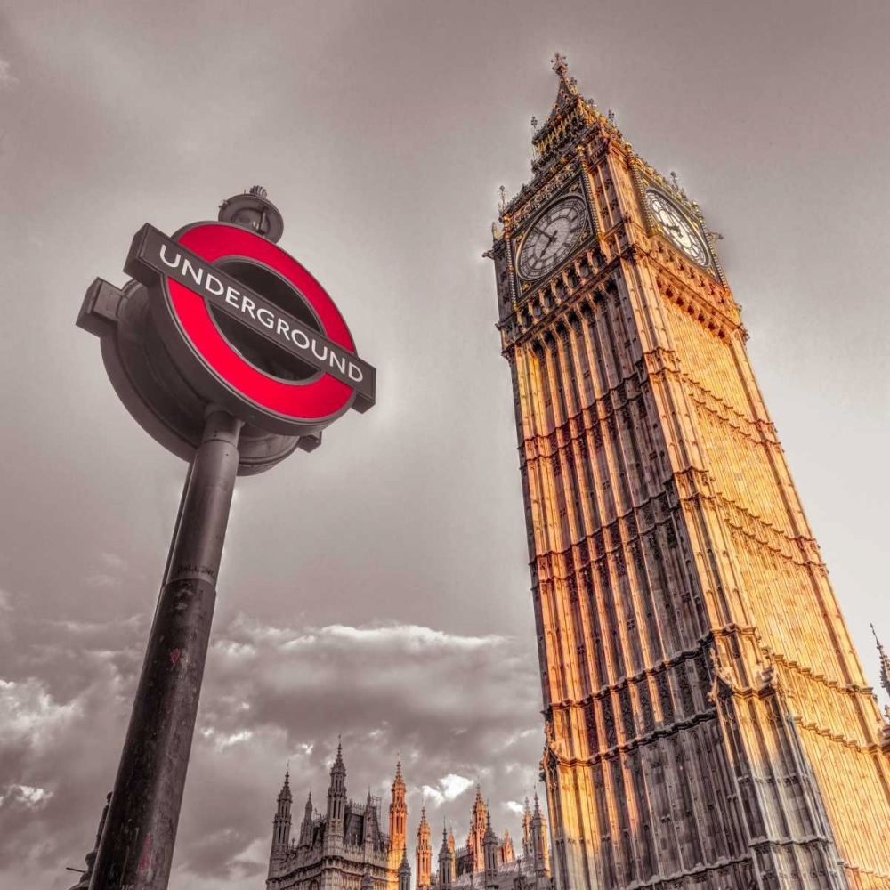 Underground sign with Big Ben, London, UK, FTBR-1906 art print by Assaf Frank for $57.95 CAD