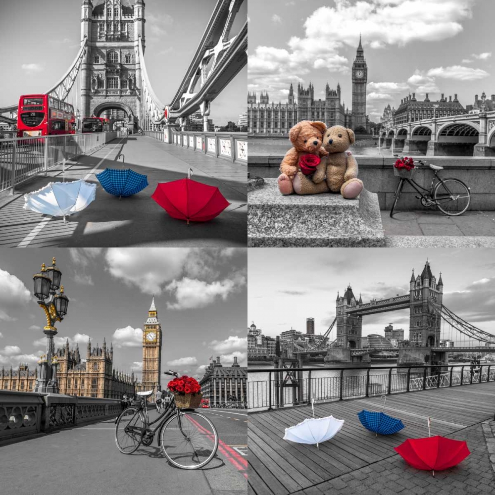 Collage of famous places in London city, UK art print by Assaf Frank for $57.95 CAD