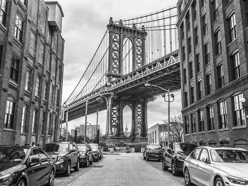 Manhattan bridge from a street-New York art print by Assaf Frank for $57.95 CAD