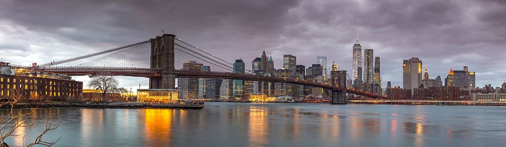Brooklyn Bridge and Manhattan skyline, New York, FTBR-1835 art print by Assaf Frank for $57.95 CAD