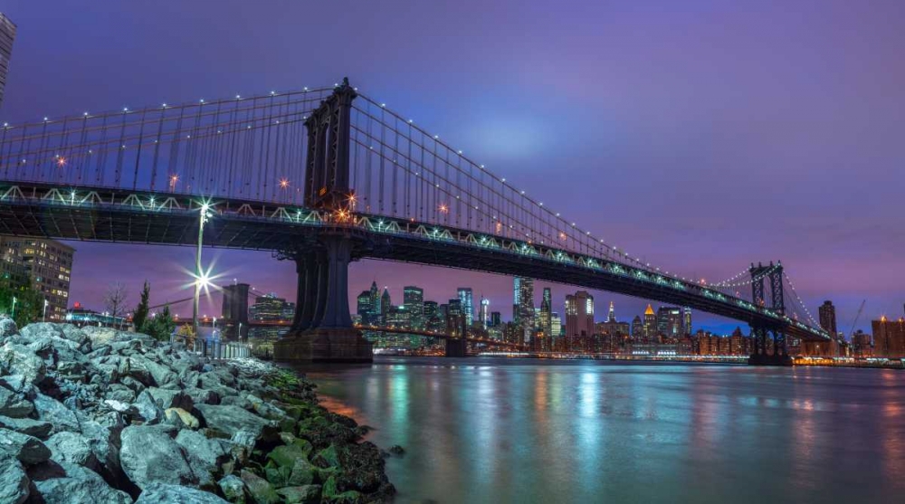 Manhattan bridge and New York city skyline, FTBR-1837 art print by Assaf Frank for $57.95 CAD