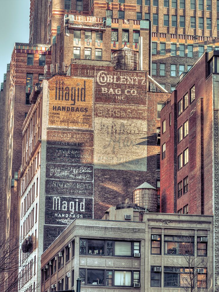 Advertisements on building exterior, New York art print by Assaf Frank for $57.95 CAD