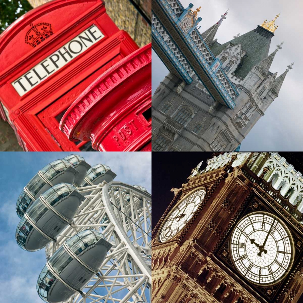 Collage of famous places in London city, UK art print by Assaf Frank for $57.95 CAD