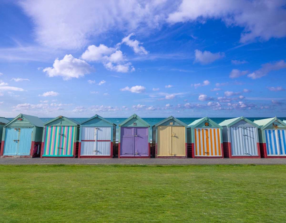 Colorful beach huts in a row art print by Assaf Frank for $57.95 CAD