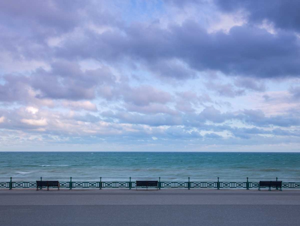 Benches at seaside promenade art print by Assaf Frank for $57.95 CAD