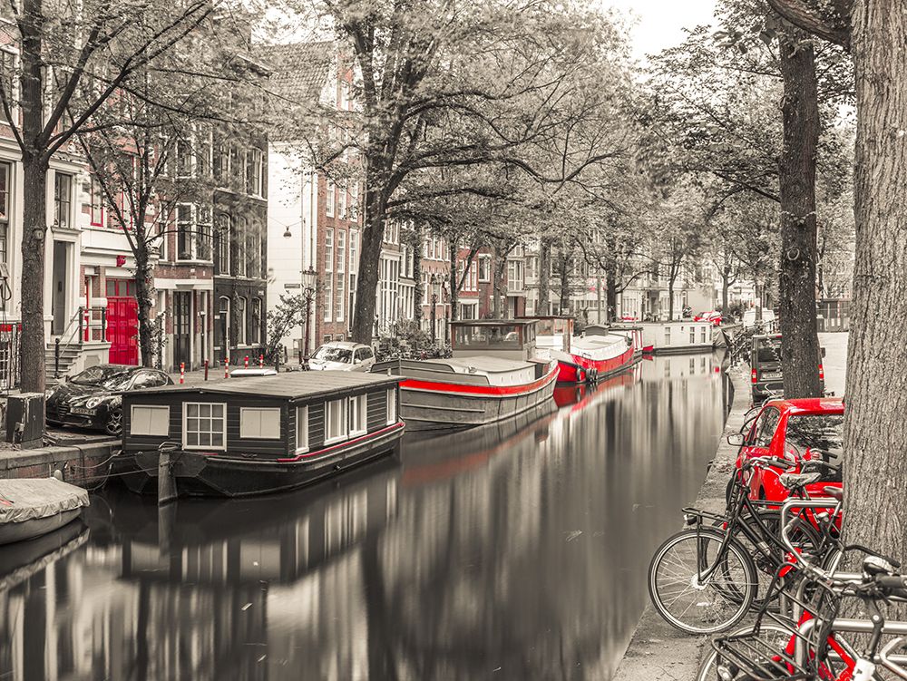 Canal through Amsterdam city art print by Assaf Frank for $57.95 CAD