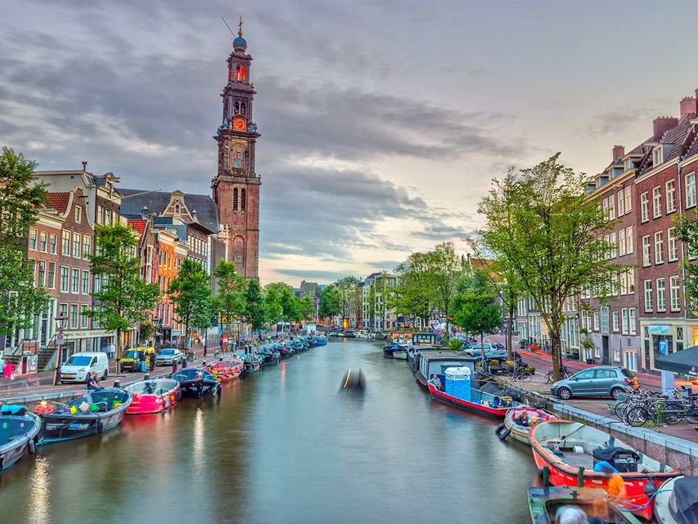 Canal through Amsterdam city art print by Assaf Frank for $57.95 CAD