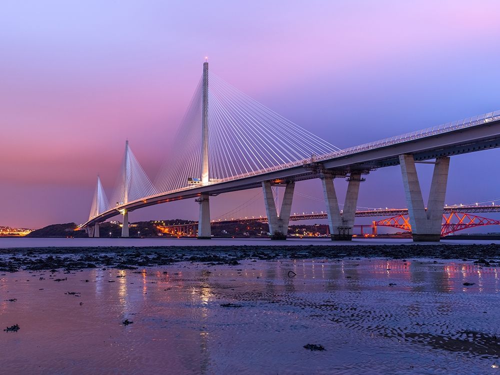 Queensferry Crossing in the evening, Scotland, FTBR-1813 art print by Assaf Frank for $57.95 CAD