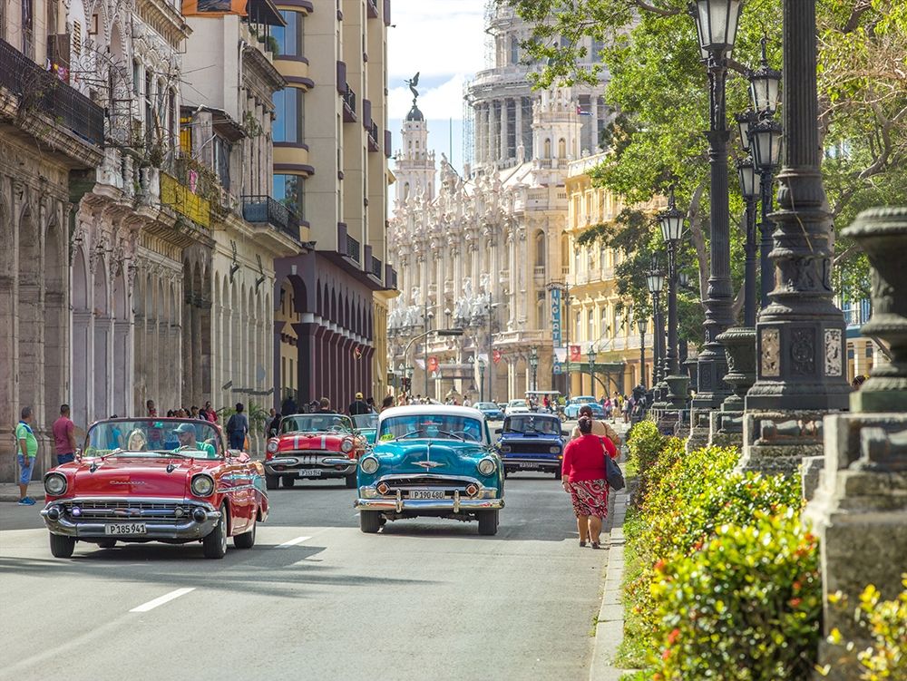 Vintage cars on Havana street, Cuba art print by Assaf Frank for $57.95 CAD