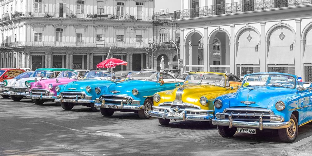 Traditional cuban cars parked in row by the road in Havava, Cuba, FTBR 1849 art print by Assaf Frank for $57.95 CAD