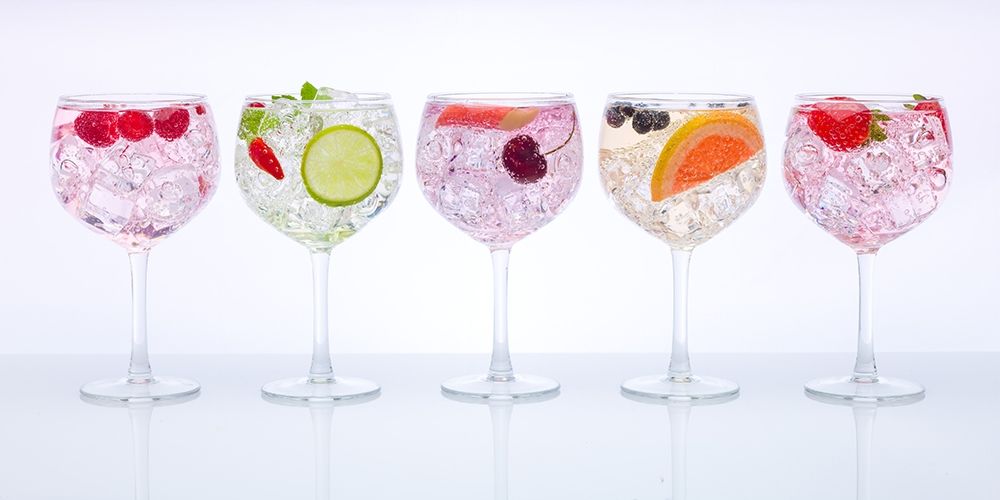 Different type of Gin glasses in a row art print by Assaf Frank for $57.95 CAD
