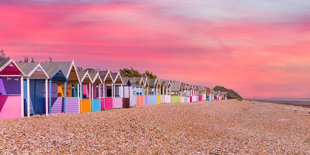 Beach huts as sunset art print by Assaf Frank for $57.95 CAD