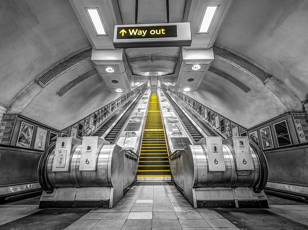 Escalators at subway station art print by Assaf Frank for $57.95 CAD