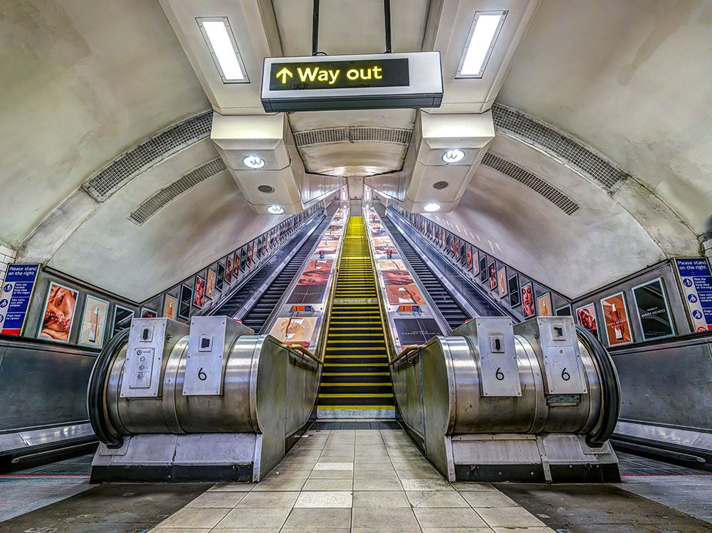 Escalators at subway station, London art print by Assaf Frank for $57.95 CAD