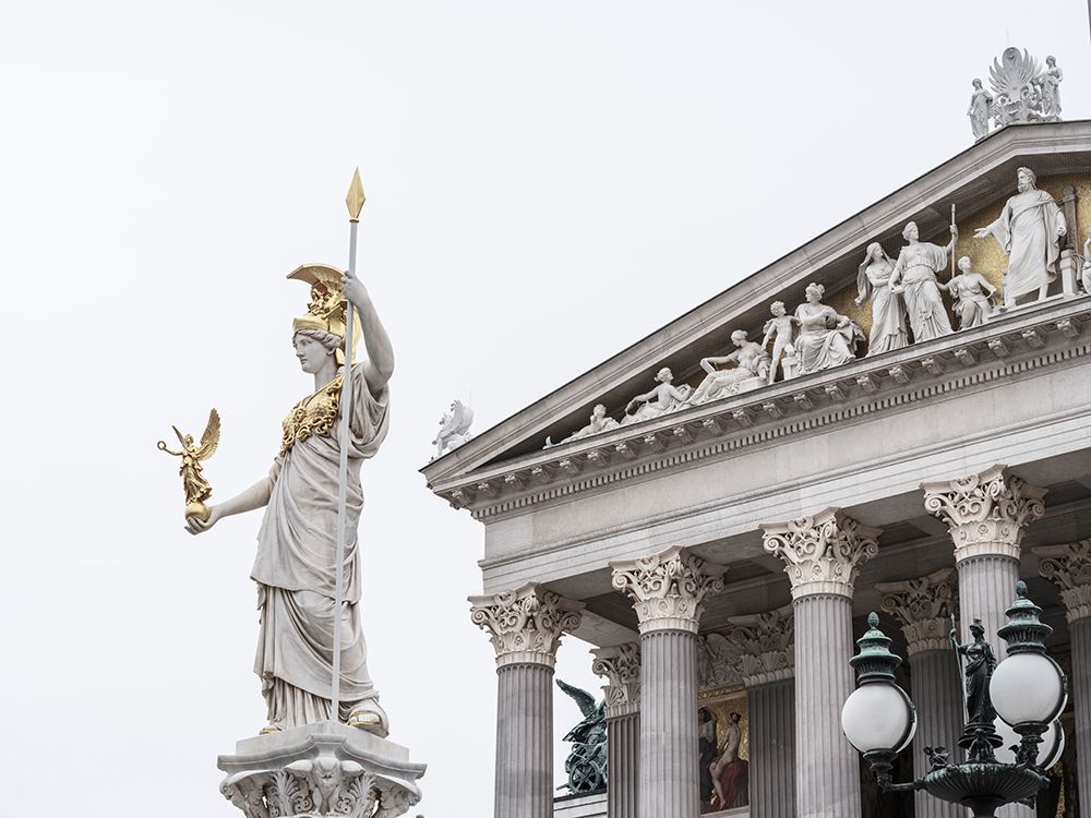 Pallas Athena statue at Austrian parliament building in Innere Stadt, Vienna, Austria art print by Assaf Frank for $57.95 CAD