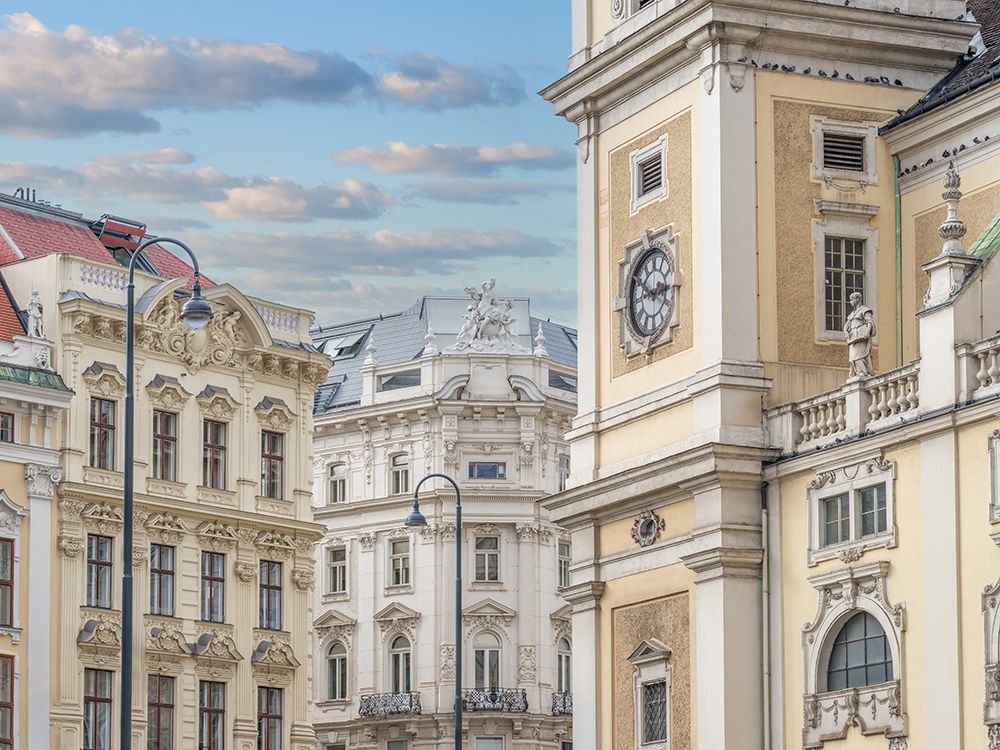 View of old facades of a street in Vienna. Austria art print by Assaf Frank for $57.95 CAD